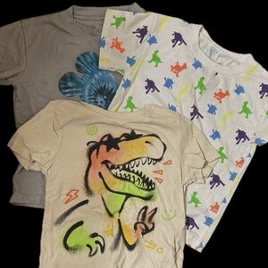 Dinosaur and Patterned Kids T-Shirts Set